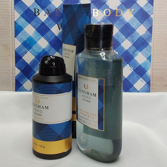 BATH & BODY WORKS 'GINGHAM HERO' 3-PIECE GIFT SET BODY WASH, LOTION & SPRAY MIS - Picture 3 of 16